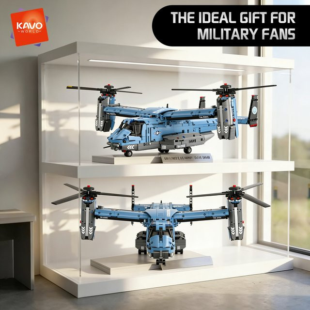 KAVOWORLD V-22 Militärflugzeug-Hubschrauber-Bausteinset, 1486 Teile - Bild 1