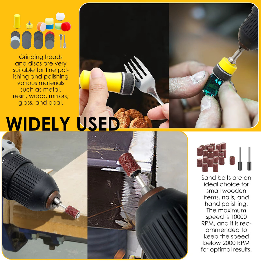 Hands DIY 355-teiliges Nass-Trocken-Schleifscheiben- und Trommel-Set mit Körnung 60–10.000 für Holz und Metall, kompatibel mit Dremel-Rotationswerkzeugen - Bild 5