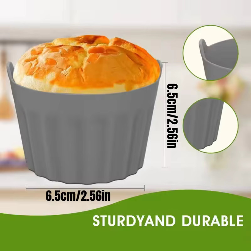 YOCITY Silikon Ramekins und Muffin-Backformen für die Heißluftfritteuse, Grau, Antihaftbeschichtet, Rund - Bild 6