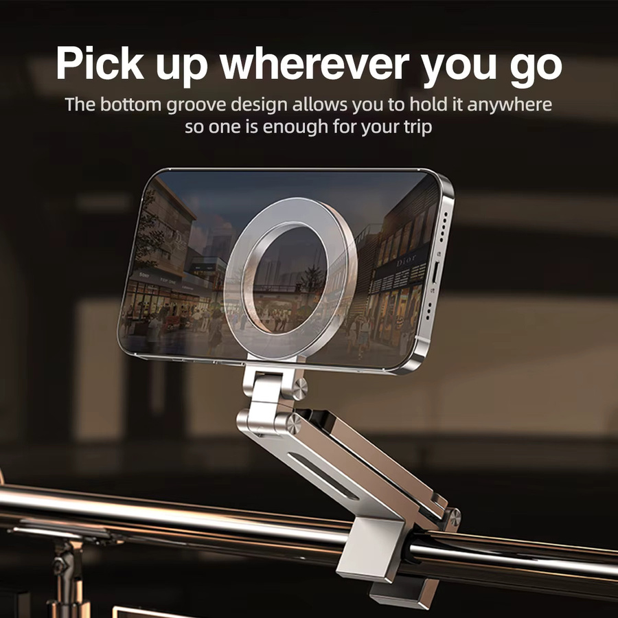 FONKEN Magnetischer faltbarer Telefonstativhalter mit 360-Grad-Drehung für iPhone und MagSafe, Grau/Silber - Bild 2