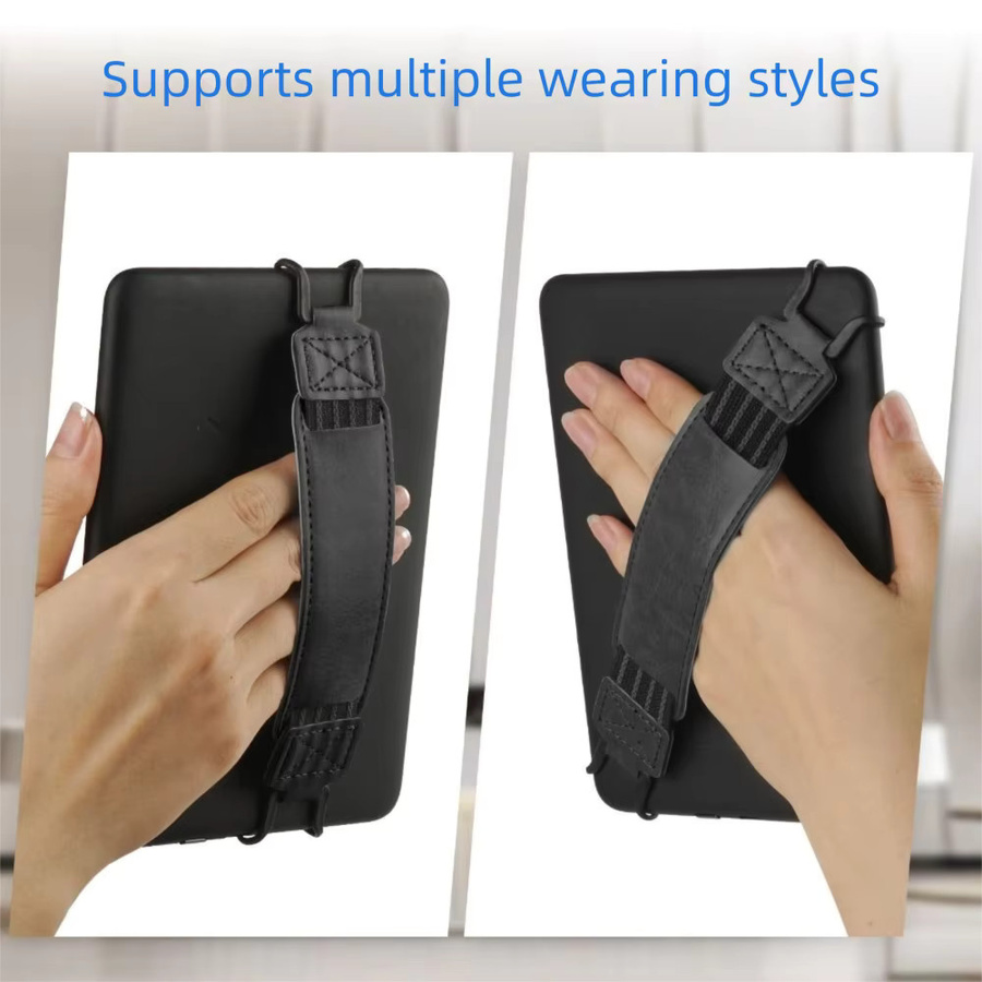 Universelle Leder Handschlaufe für Tablet und E-Reader mit Anti-Drop-Funktion, elastisch und rutschfest, in Schwarz oder Braun - Bild 4