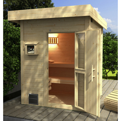 WEKA Gartenhaus Naantali aus Holz in Beige, B/H/T: 210 x 253 x 186,6 cm - Bild 2