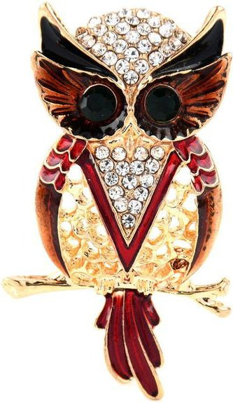YIRAN Jewelry Brosche Eule, Emaille, Kristall, Schwarz, Damen - Bild 1