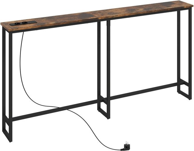 HOMCOM Konsolentisch im industriellen Design aus Spanplatte und Stahl, Farbe Braun/Schwarz, B/T/H: 160 x 20 x 80 cm - Bild 1