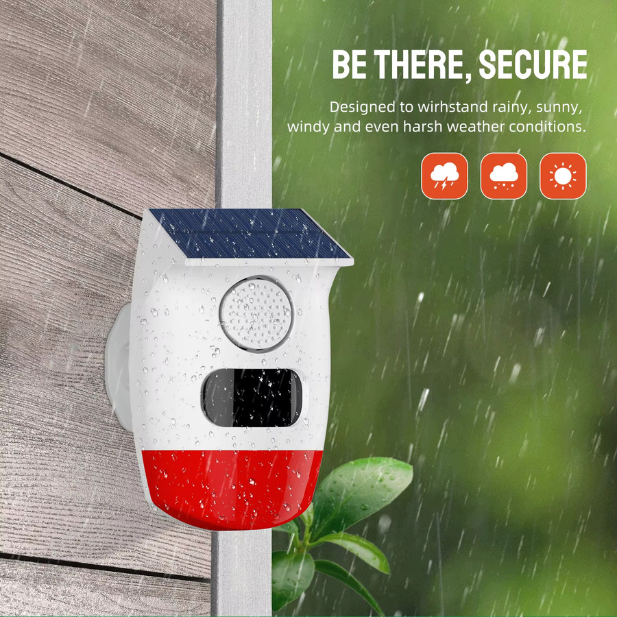 PGST Solarbetriebener Alarmmelder mit 120dB Sirene und PIR Infrarot-Bewegungssensor für den Outdoor-Einsatz, wasserdicht - Bild 3