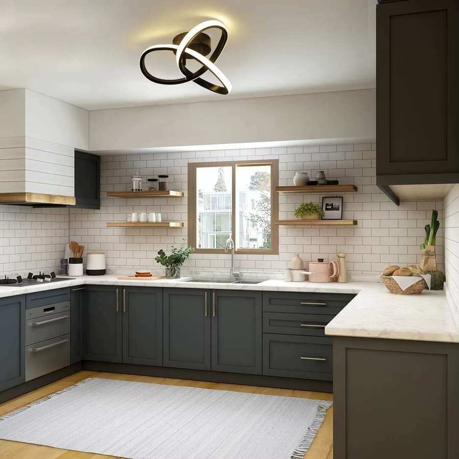 Cliheet LED-Deckenleuchte in Schwarz mit 3 Flügeln, modernes Ring-Design, warmweißes Licht 3000K, flimmerfrei und blendfrei für Wohnzimmer und Schlafzimmer - Bild 2