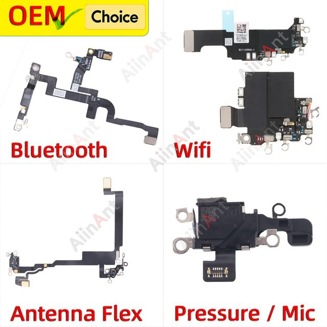OEM Ersatzteil-Set für Apple iPhone 16 Pro Max Plus und 16e mit NFC, Bluetooth, GPS, Mobilfunkantenne, WLAN-Flexkabel und Mikrofon in Schwarz - Bild 1