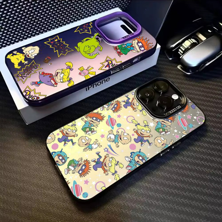 R-Rugrats Cartoon Handyhülle für iPhone 11 bis iPhone 17 Pro Max, mehrfarbig, mattes Laser-Design in Aurora-Optik - Bild 3
