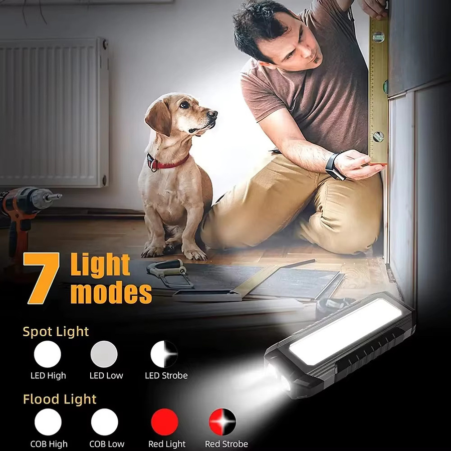 KDULIT Wiederaufladbare COB-Arbeitsleuchte in Schwarz mit Magnet, 4000 mAh Akku und Powerbank-Funktion für Outdoor, Camping und Garten - Bild 3