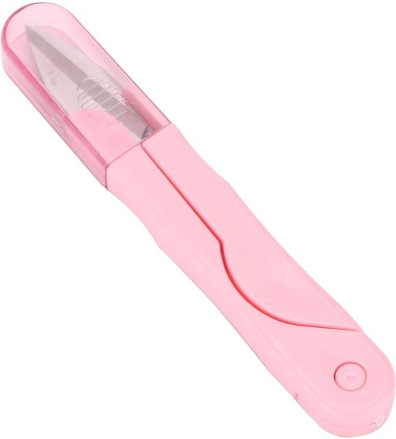 KaiSai Mini Fadenschere aus Edelstahl mit Deckel für Haushalt und DIY in Pink und Weiß - Bild 1