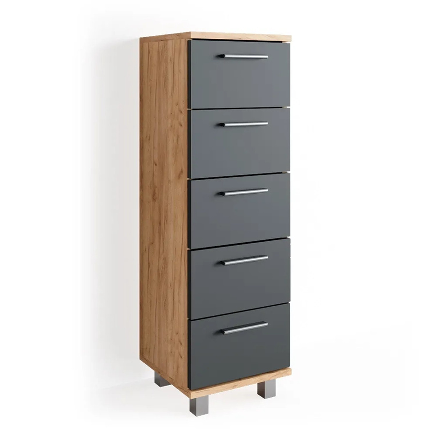 Vicco Beistellschrank Ilias Badschrank in Eiche und Anthrazit B/T/H: 30 x 30 x 95 cm - Bild 2