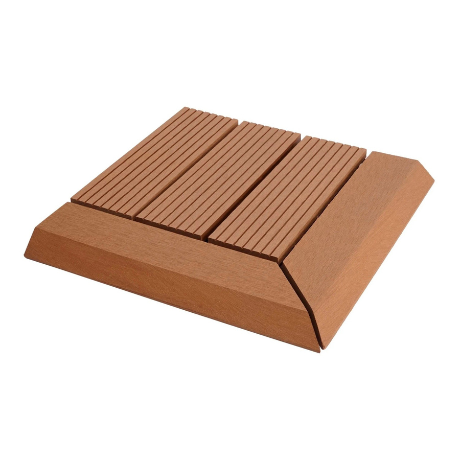 BERLINLODGE WPC Eck-Bodenfliese mit Abschluss Teak Linear in Braun, B/T: 30 x 30 cm - Bild 2