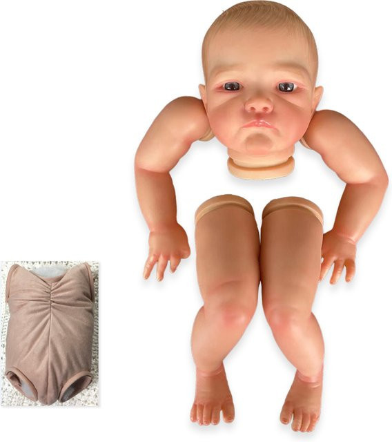 NPK August Awake Reborn Babypuppenteile, 19 Zoll, mit 3D-bemalten Adern und Stoffkörper, Zubehör - Bild 1