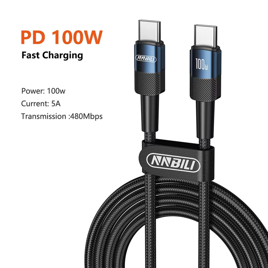 NNBILI USB-C auf USB-C Kabel 100W PD 3.0 Quick Charge 4.0 Schnellladekabel in Schwarz - Bild 6