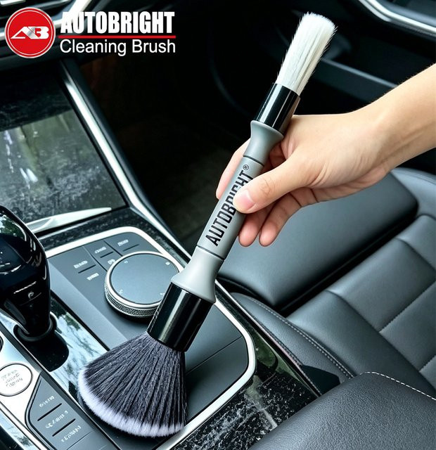 AUTOBRIGHT Doppelkopf-Autodetailing-Bürste mit weichen Borsten zur Reinigung von Autoinnenraum, Tastatur und kleinen Fugen - Bild 1