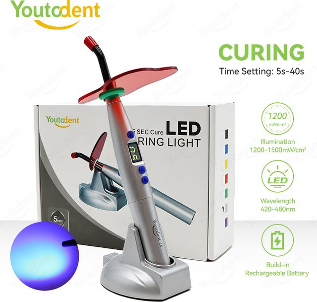 Youtodent Kabelloses Dental-LED-Härtungsgerät für Mundharz in Lila mit 1500mW/cm2 - Bild 1