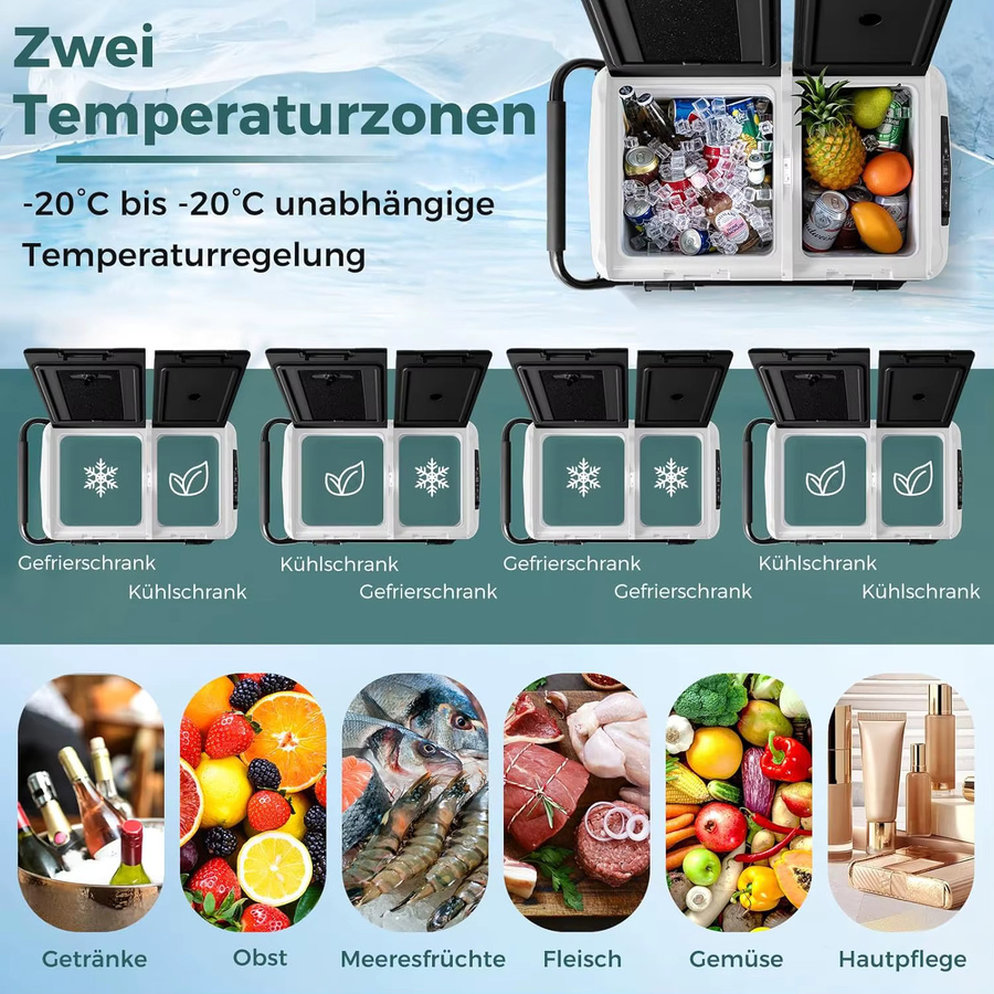 GOFLAME Kompressor-Kühlbox 40 l in Schwarz mit LED-Anzeige, USB-Ladeanschluss und Temperaturregelung von -20 bis 20 Grad Celsius, AC/DC Mini-Kühlschrank - Bild 2