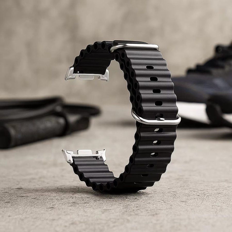 CRESTED Uhrenarmband Silikon, Schwarz, 22 mm, Unisex - Bild 7