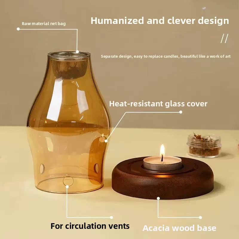 Vintage Glas-Kerzenwärmer in Grün zum Schmelzen von Wachs und ätherischen Ölen mit Tealight-Halterung - Bild 2