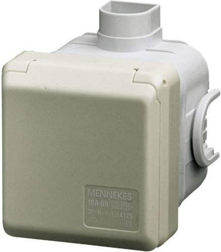 Mennekes CEE Wandsteckdose 32A 5-polig 400V IP44 Unterputz in Weiß und Grau - Bild 1