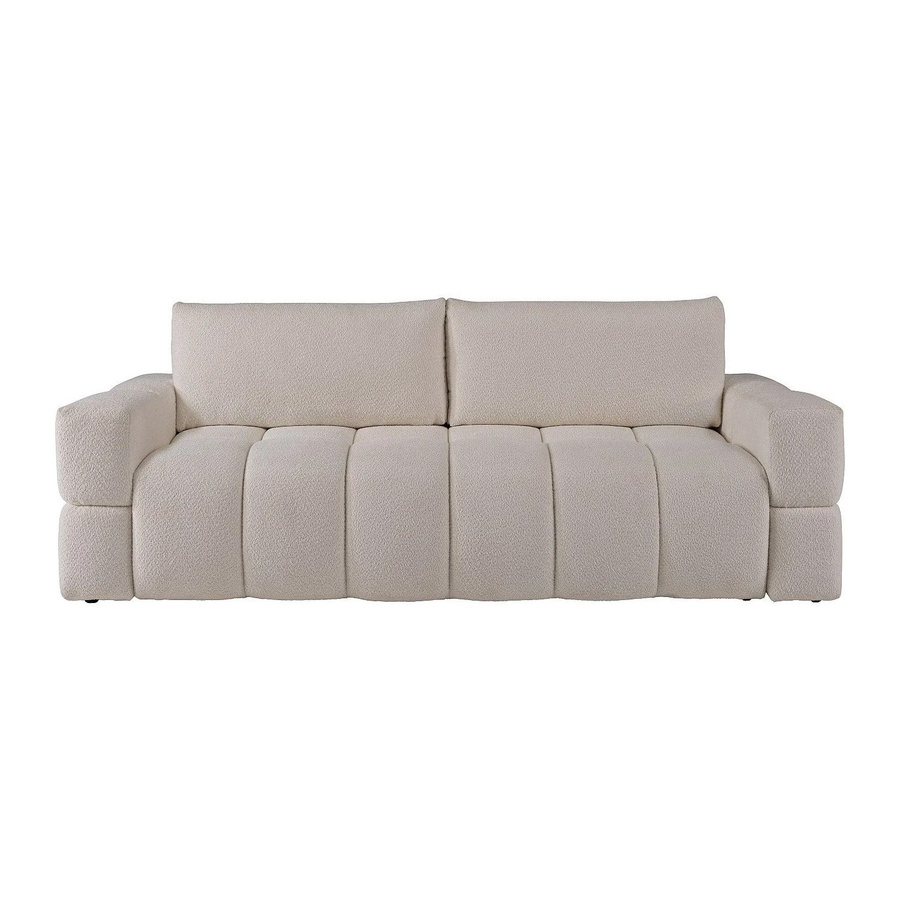 Vente-unique Schlafsofa Issoro in Beige mit Bouclé-Stoff, Breite: 252 cm - Bild 2