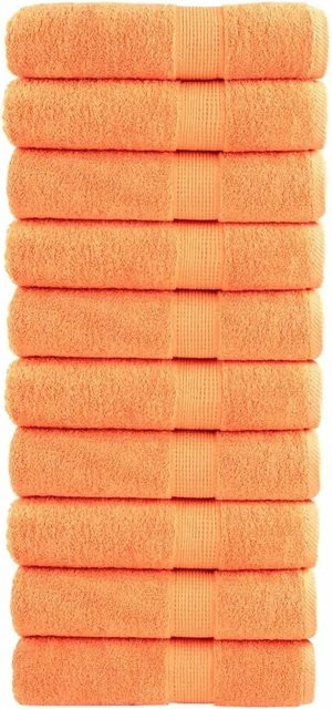 10er Set vidaXL Premium-Badetücher aus 100% Baumwolle in Orange, B/H: 100 x 150 cm, 600 g/m2 - Bild 1