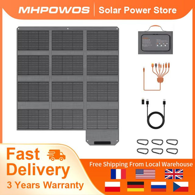MHPOWOS Faltbares Solarpanel mit 120W, USB-C und USB-A Anschlüssen, Wasserdichtes Solarladegerät für Camping und Outdoor - Bild 1