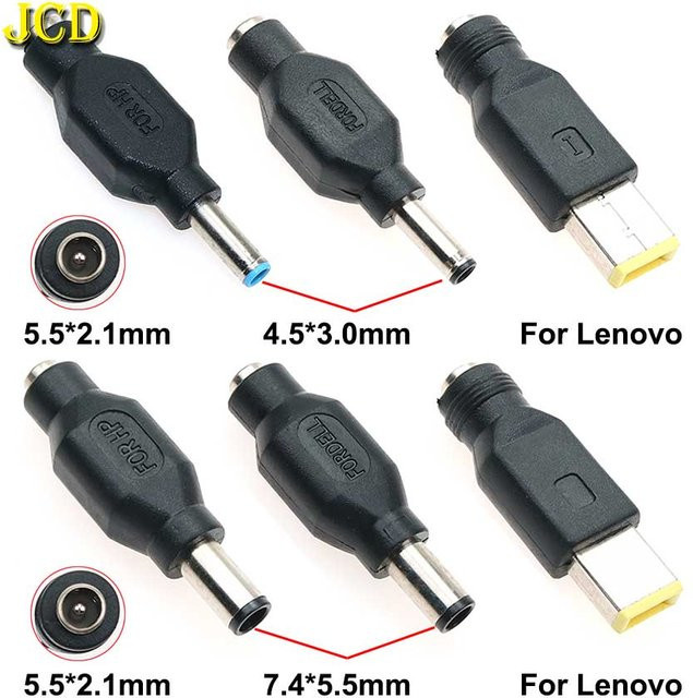 JCD Stromanschluss Adapter Set in Schwarz: DC 4,5x3,0mm auf 7,4x5,0/5,5mm Stecker zu 5,5x2,1mm Buchse für Lenovo, Dell und HP Notebook Laptops - Bild 1