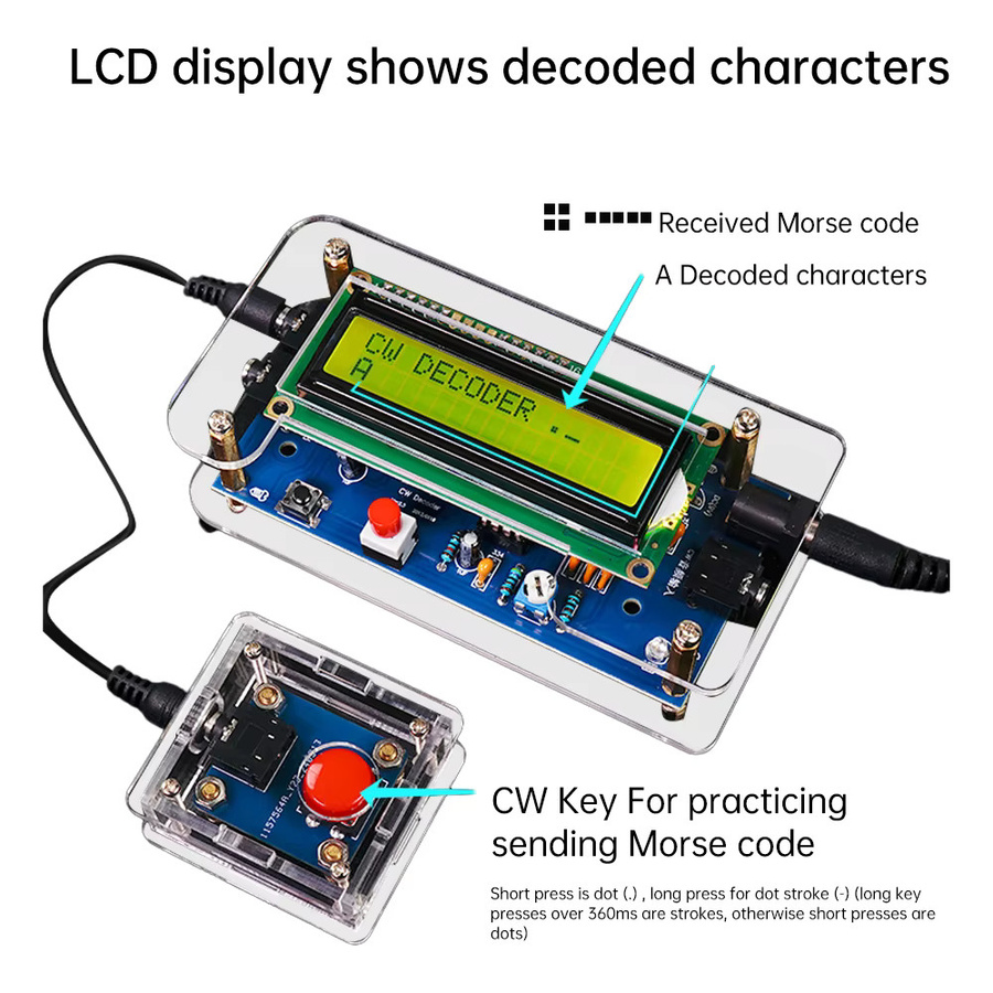 diymore Morsecode Decoder DIY Elektronik-Bausatz zum Löten mit US-Stecker, Mehrfarbig - Bild 2