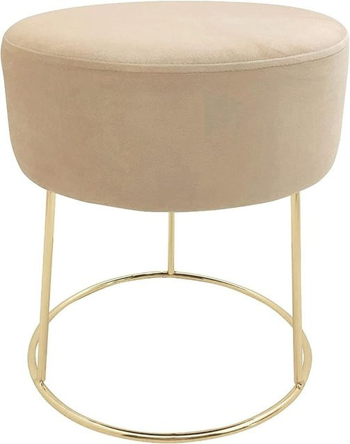 ECHTWERK Sitzhocker Marilyn mit Samtbezug in Creme und Metallgestell, B/T/H: 41 x 41 x 41 cm - Bild 1