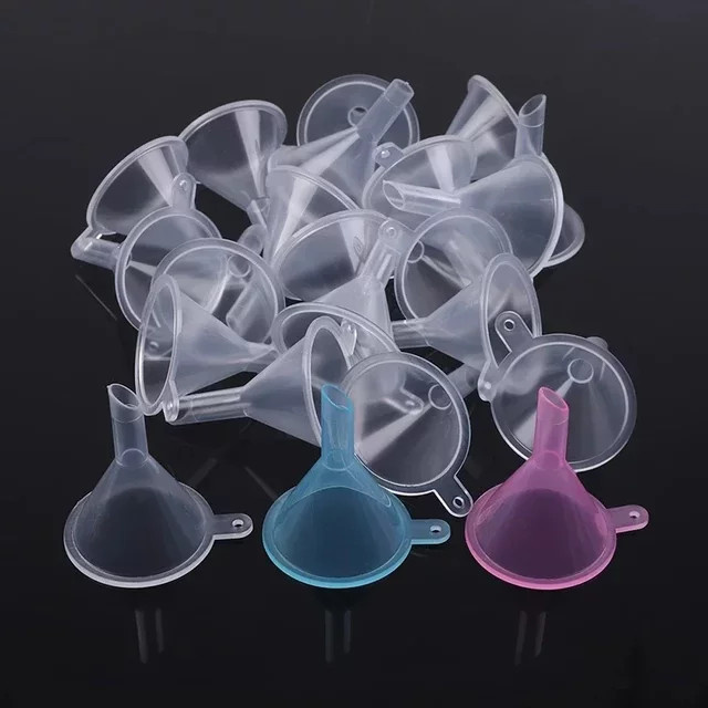 100 Stück Mini-Kunststofftrichter in Transparent für Parfüm, Öl und Flüssigkeiten - Bild 1