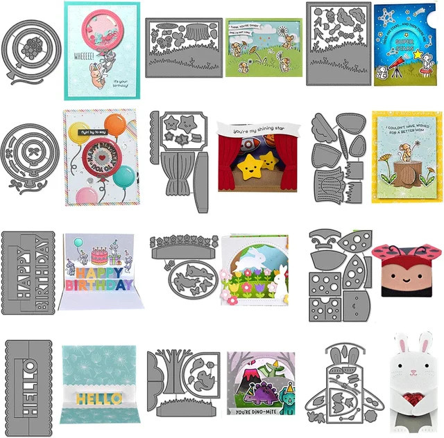 Metall-Stanzform Wiese und Geschenkbox in Silber für DIY-Kartenherstellung und Scrapbooking - Bild 1