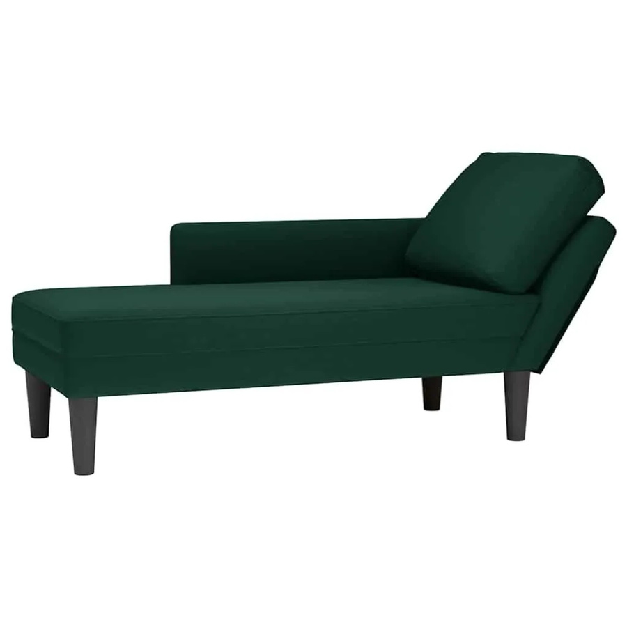 vidaXL Chaiselongue mit Kissen und rechter Armlehne aus Samt in Dunkelgrün, B/T/H: 132 x 56 x 70 cm - Bild 2