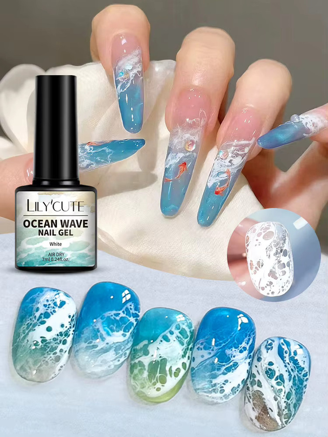 LILYCUTE Nagellack Ozeanwellen-Gel, Weiß, 7 ml - Bild 6