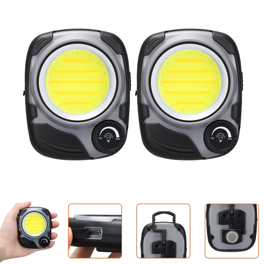 Heinast Multifunktionale LED Camping-Laterne mit Magnet und Haken, Wiederaufladbare COB Notfall-Taschenlampe in Schwarz - Bild 7