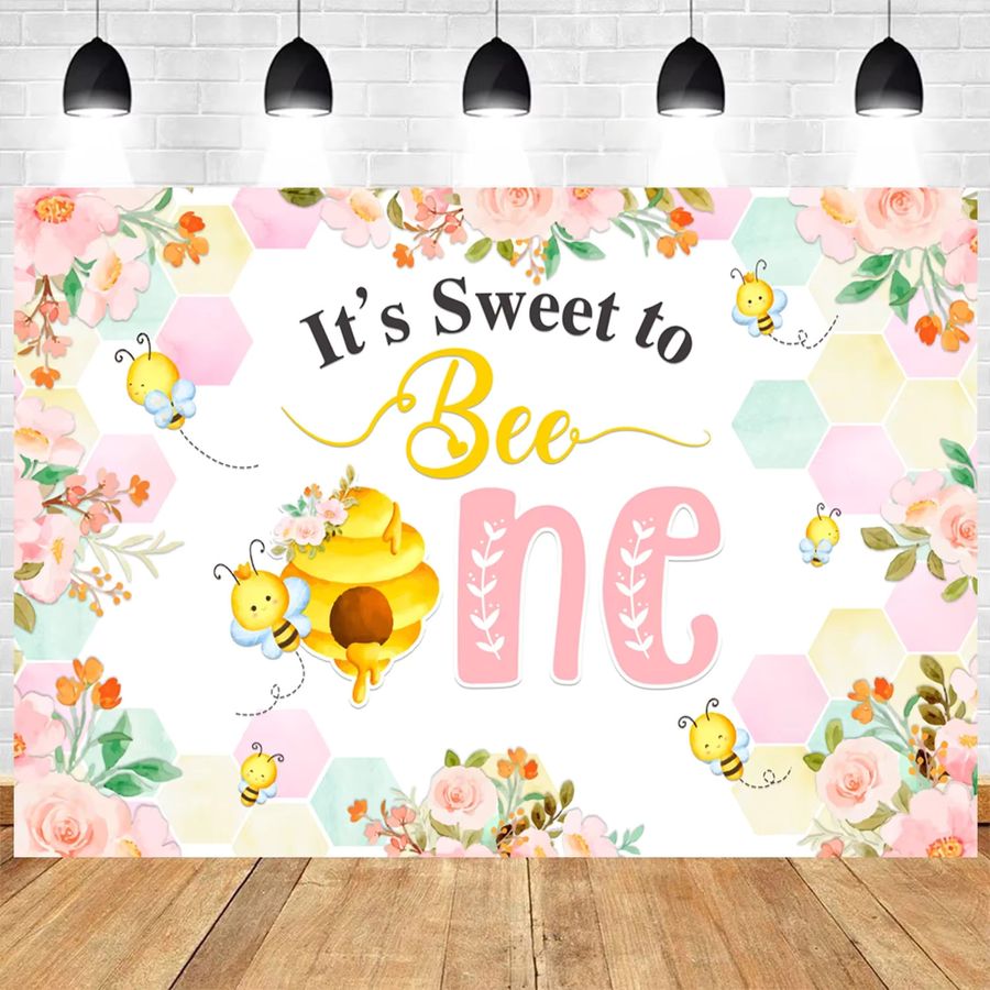 VIKAMA Party-Dekoration mit Sonnenblumen und Bienen für Kindergeburtstag oder Babyparty als Fotohintergrund, Breite: 120 cm - Bild 1