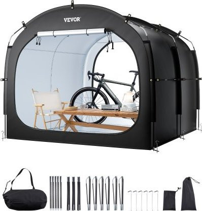 VEVOR Fahrradzelt für 5 Fahrräder, wasserdichte Fahrradgarage mit Fenster und Doppelreißverschluss, Farbe: Schwarz, B/T/H: 224 x 247 x 198 cm - Bild 1