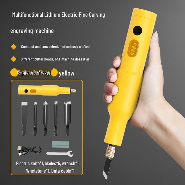 Elektrisches Gravierwerkzeug Set von Chose One in Gelb, Lithiumbetrieben und Vollautomatisch für Tischler und Bonsai-Wurzel-Carving - Bild 1