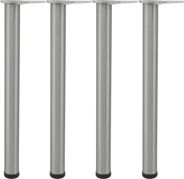 vasalat Set Camar Tischbeine höhenverstellbar aus Edelstahl gebürstet in Silber, 4 Stück, Durchmesser: 60 mm, Höhe: 700-730 mm - Bild 1