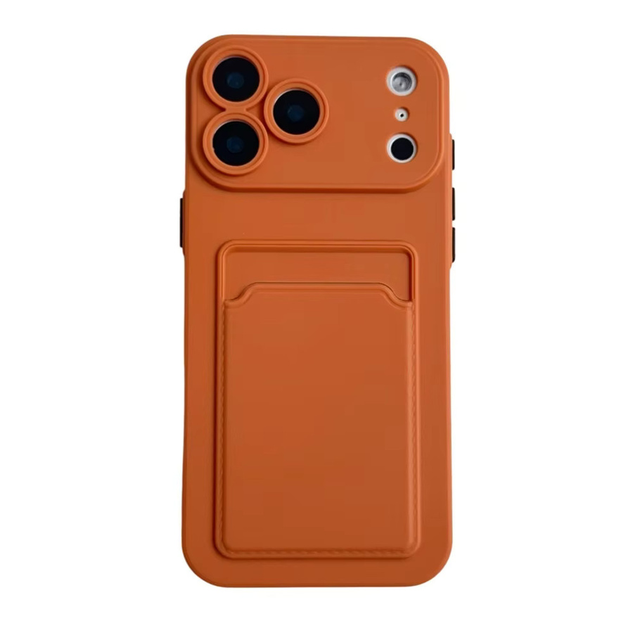 Stoßfeste Silikon-Handyhülle mit Push-Kartensteckplatz für iPhone 11 bis iPhone 17 Pro Max Plus in Orange von lolozzx - Bild 4