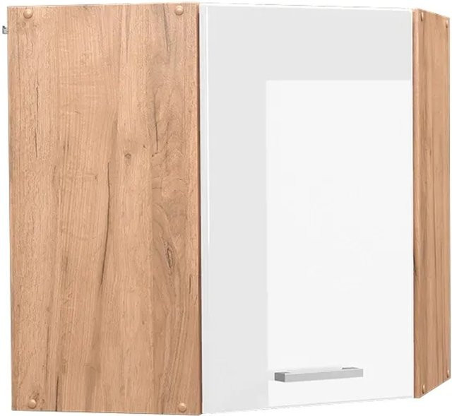 Vicco R-Line Eckhängeschrank für die Küche in Weiß Hochglanz und Goldkraft Eiche, B/T/H: 57 x 34,1 x 60 cm - Bild 1