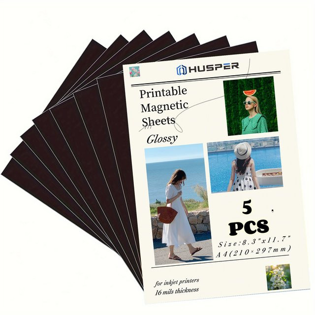HUSPER Magnetische A4 Inkjet-Fotopapiere, glänzend, weiß - Bild 1