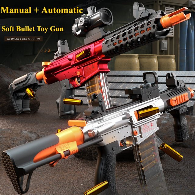 CTMA Spielzeugpistole, ARP9/M416, elektrisches kontinuierliches Abfeuerschale, manueller/automatischer Modus, Rot - Bild 1