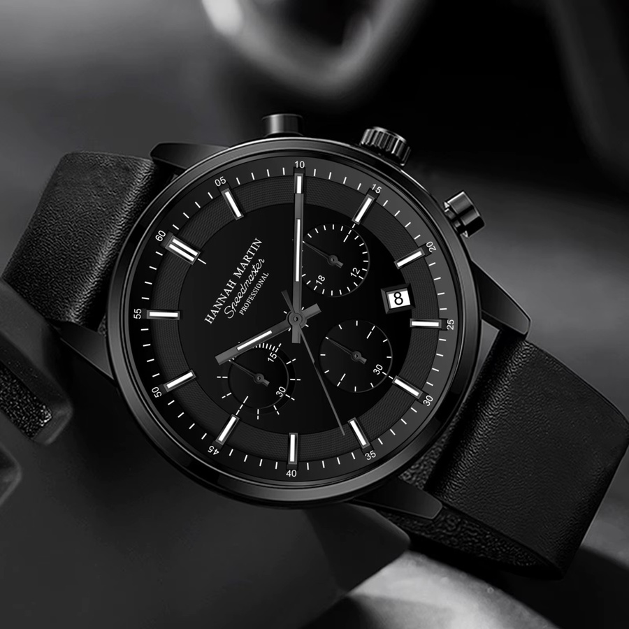 VA VA VOOM Armbanduhr, Quarz, Edelstahl, Leder, Schwarz, Herren - Bild 3