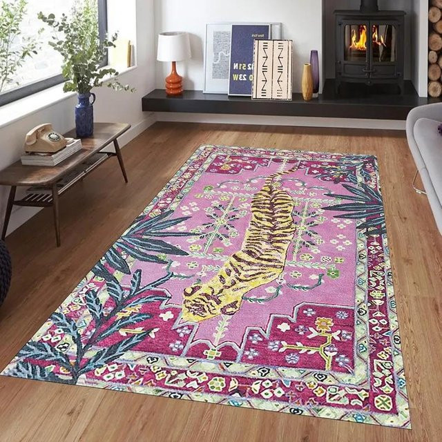 Moderner Tiger Teppich im japanischen Stil von Lodestar, Mehrfarbig, B/H: 60 x 40 cm - Bild 1