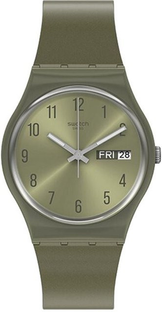 Swatch Armbanduhr, Quarz, Kunststoffgehäuse, 34 mm, Silikonarmband, Grün, Unisex - Bild 1