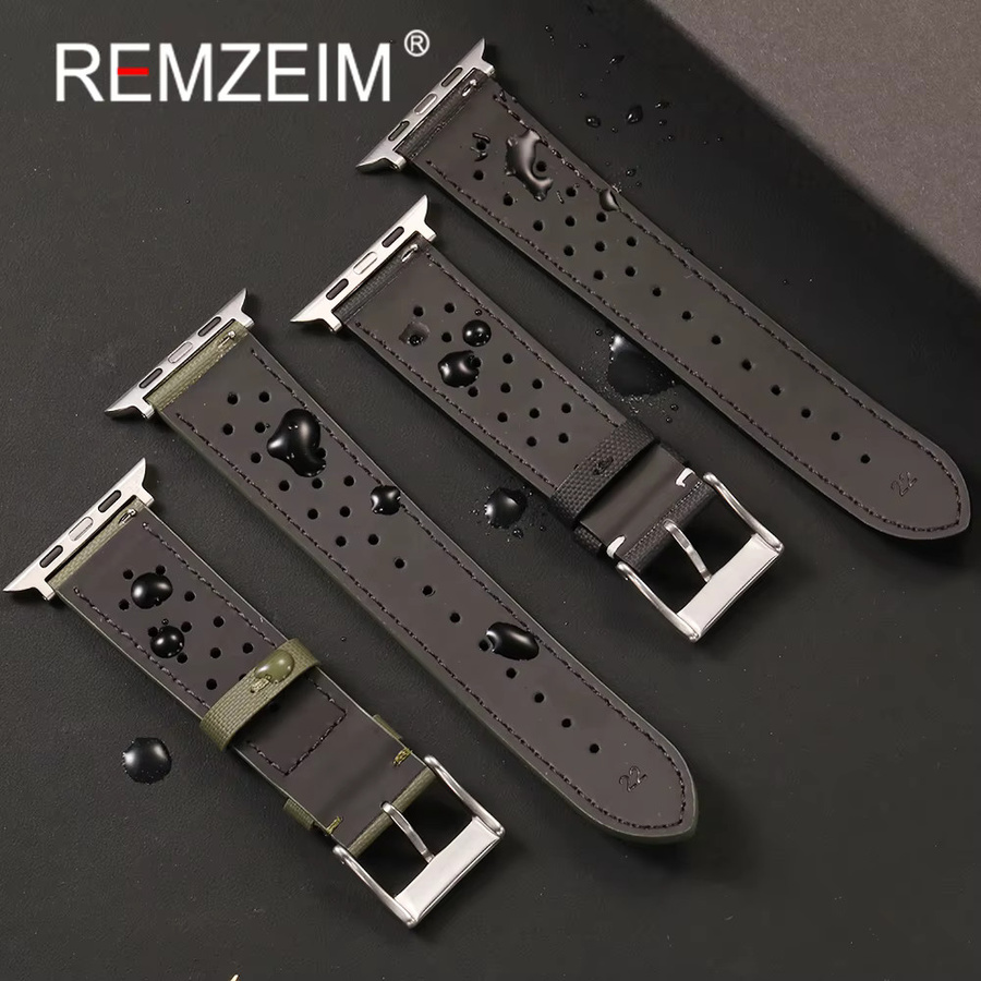 REMZEIM Uhrenarmband Segeltuch-Nylon, Schwarz, Unisex - Bild 1