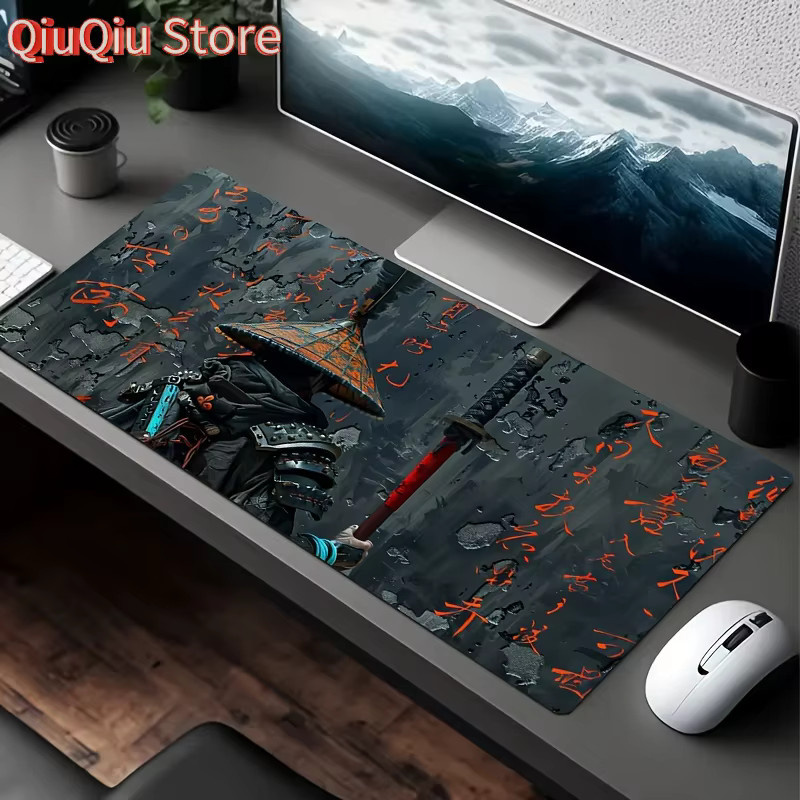 Potdemiel XXL Gaming Mauspad mit Samurai-Krieger-Design, rutschfest, B/B: 90 x 40 cm, Multicolour - Bild 2