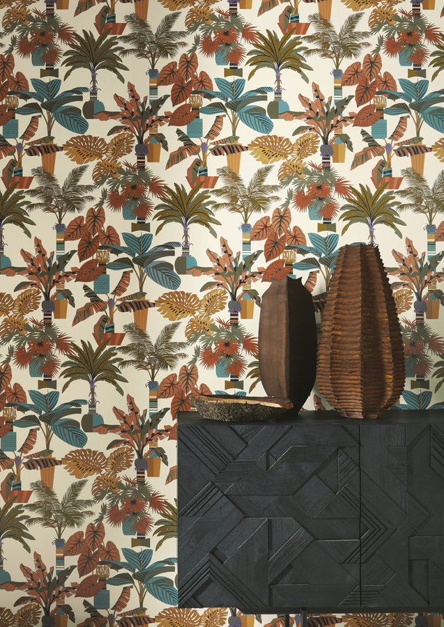 Manuel Canovas Tapete Florida in Tabac mit floralem Design und botanischem Muster als moderne Vlies-Tapete in Matt-Optik - Bild 1