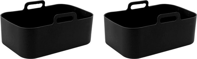 Ninja Zubehör Set für Heißluftfritteuse: 2 Stück Silikonkörbe und Matte, rechteckig, antihaftbeschichtet, schwarz, passend für Ninja DZ201 Foodi - Bild 1
